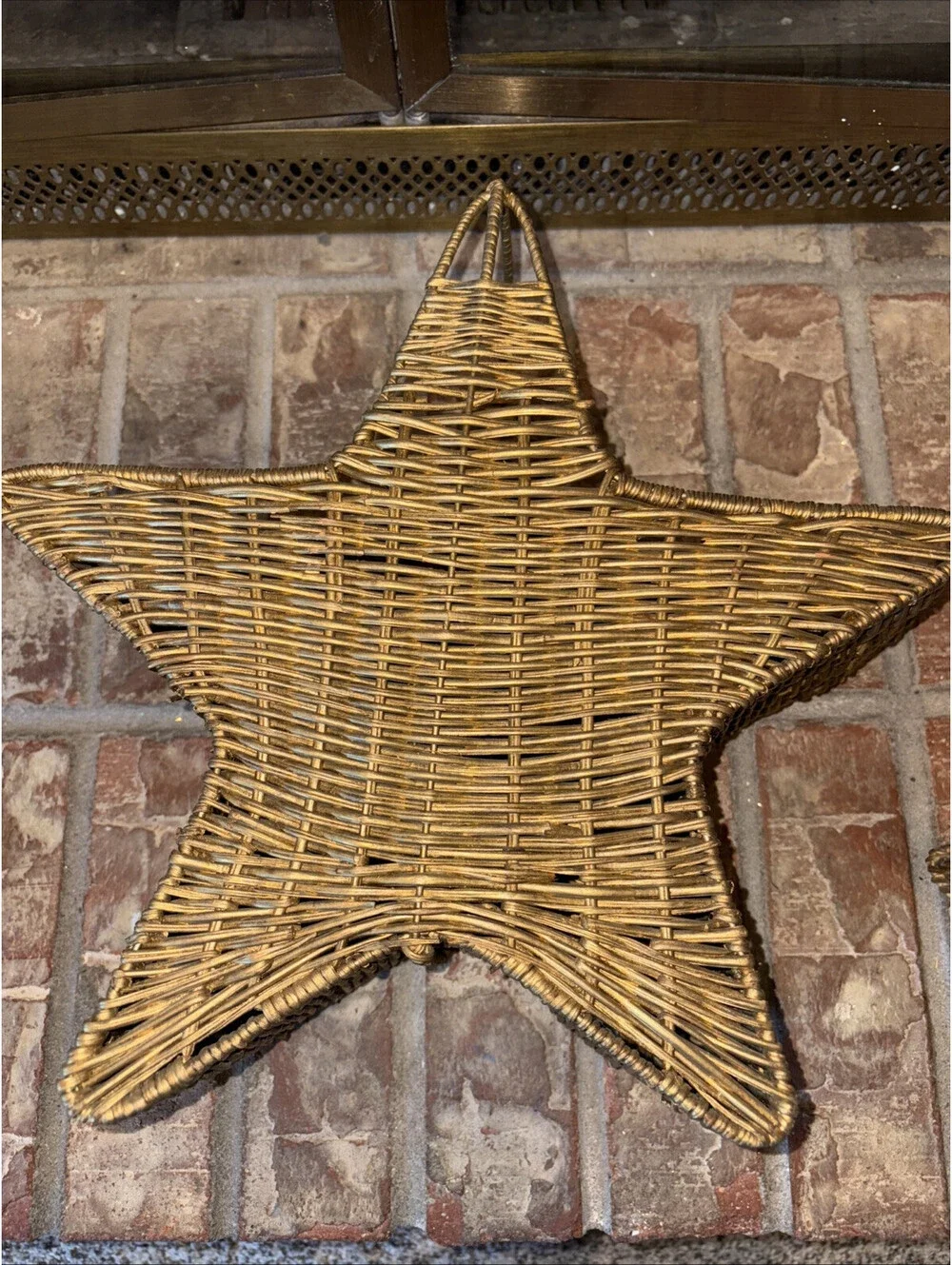 Star Wicker Baskets Set 2 Vintage Brown/Gold  Stackable Baskets